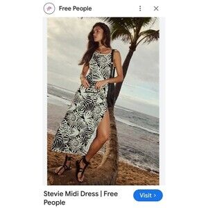 Free People Stevie Midi Maxi Black & White Floral Beach‎ Dress Size XS